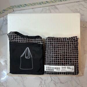 IKEA Knalla Foldable Pocket Shopping Bag Black White 203.304.91, NWT